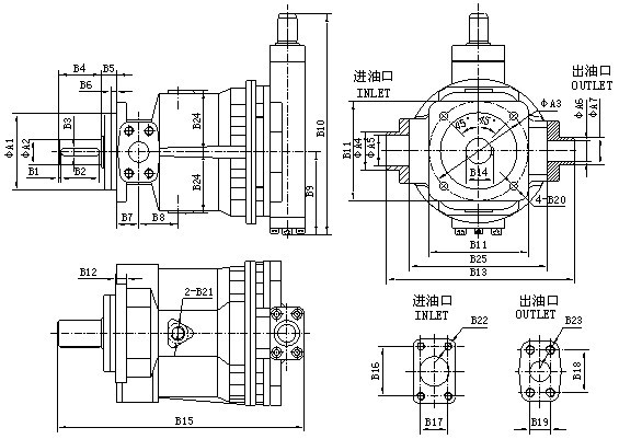 Axial simples hidráulico pistão bombas HY80Y-RP, HY160Y-RP, HY250Y-RP